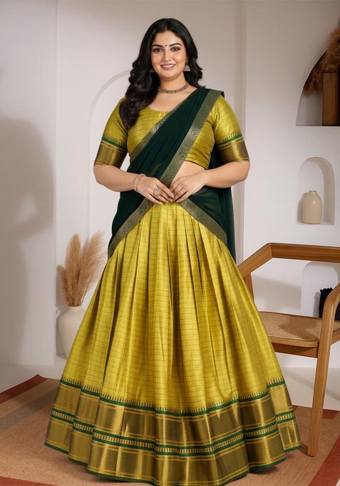 Parrot Zari Silk Lehenga set