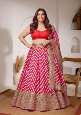 Red Embroidery Georgette Lehenga Set