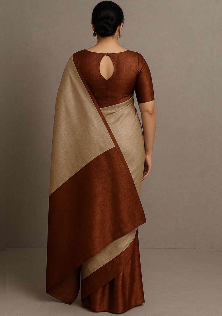 Onion Pink Weaving Silk Blend Saree Set - Indya