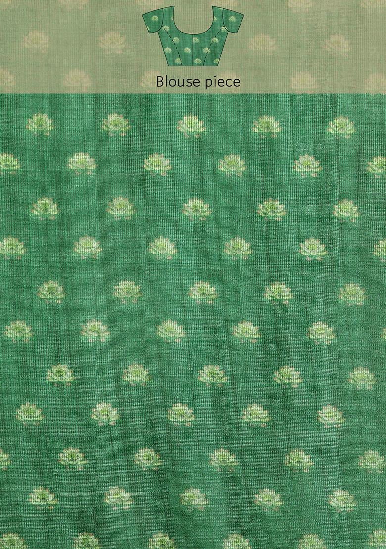 Multicolor Pichwai Muga Silk Blend Digital Print Saree With Blouse - Indya