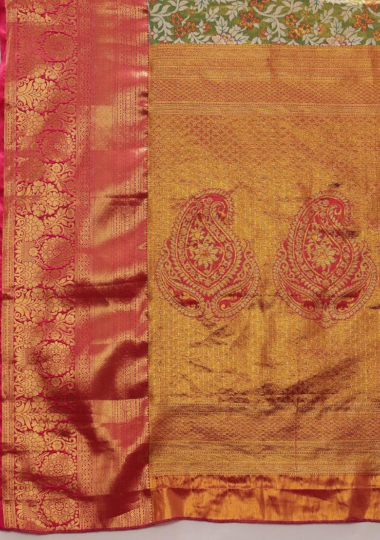 Green Pure Silk Zari Royal Kanchipuram Pattu Saree With Blouse - Indya