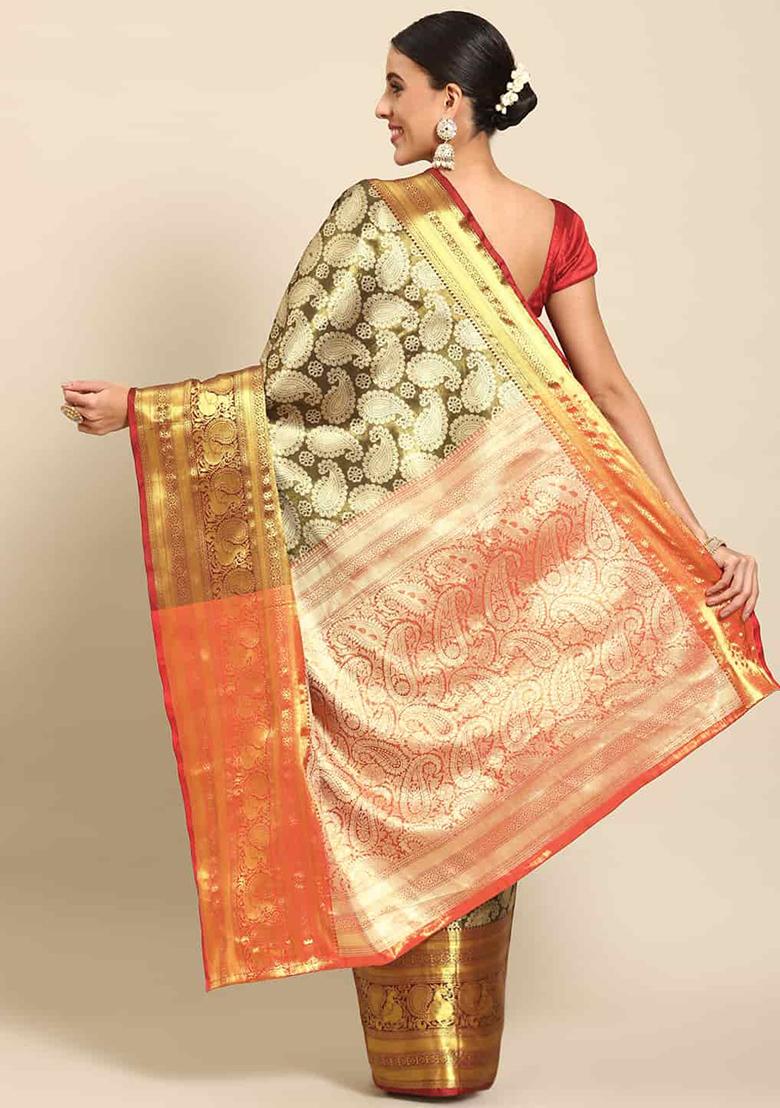 Black Brocade Soft Silk Zari Embroidered Saree With Blouse - Indya