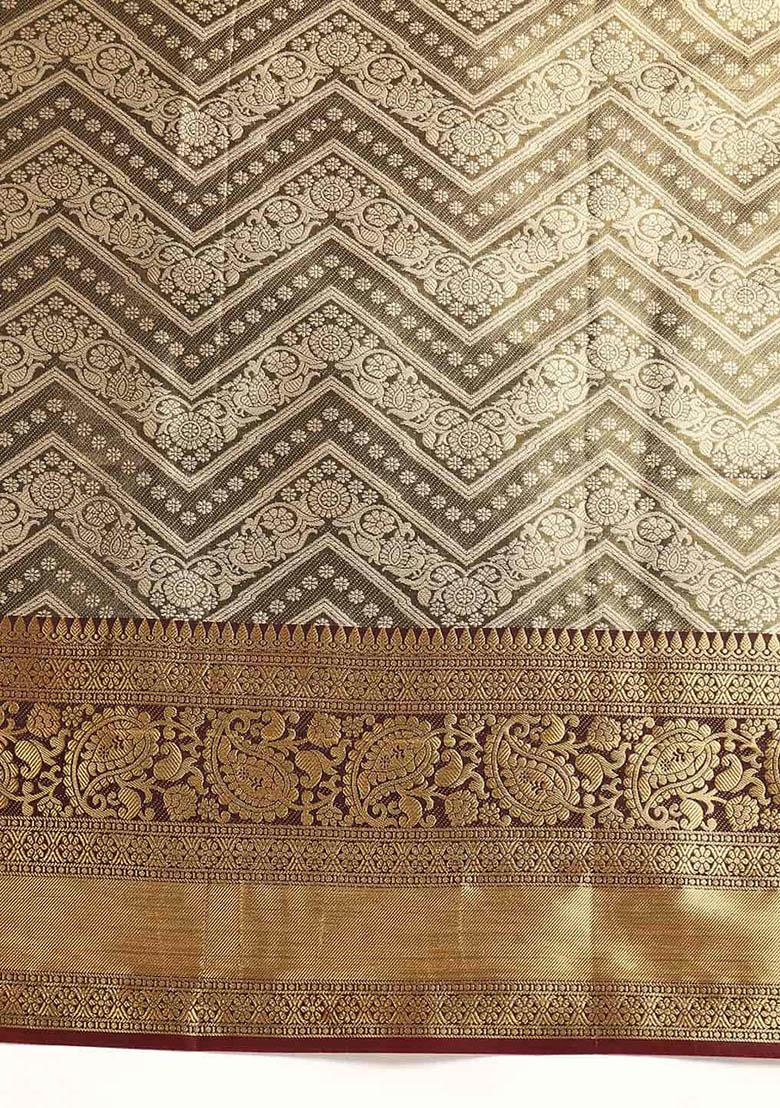 Black Brocade Heavy Zari Saree With Blouse - Indya