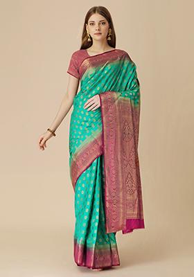 Light Green Jacquard Dola Silk Saree With Blouse