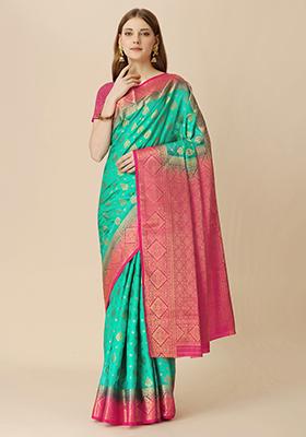 Light Green Jacquard Art Silk Saree With Blouse