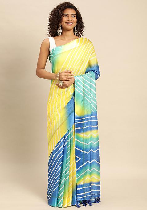 Yellow Kota Doriya Batik Digital Print Saree Set