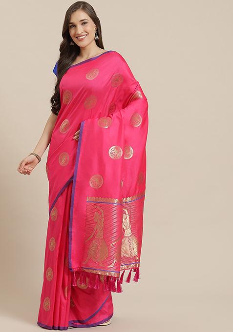 Gajri Woven Design Banarasi Silk Saree Set