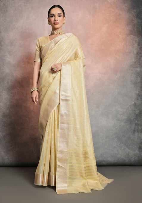 Yellow Zari Work Paithani Silk Saree Set