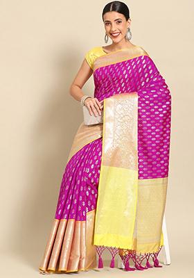 Purple Kanjeevaram Art Silk Saree Set