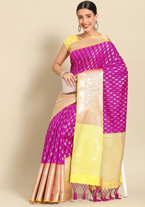 Purple Kanjeevaram Art Silk Saree Set