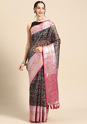 Multi Color Digital Print Banarasi Art Silk Saree Set