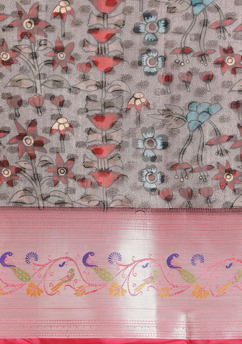 Multi Color Digital Print Banarasi Art Silk Saree Set - Indya