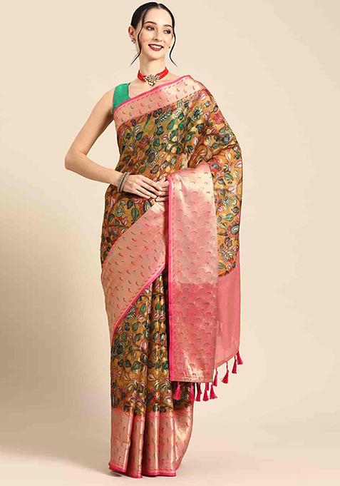 Multi Color Digital Print Banarasi Saree Set