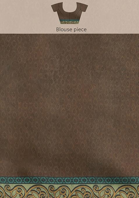 Green Kalamkari Print Cotton Saree Set