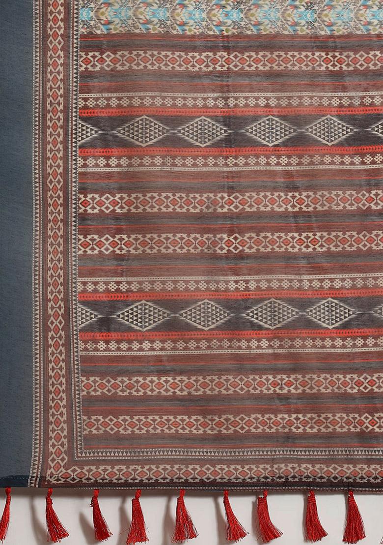 Multicolour Kalamkari Print Cotton Saree Set