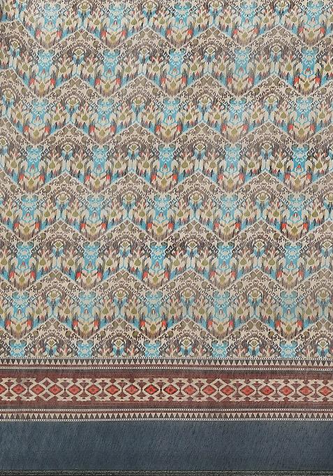 Multicolour Kalamkari Print Cotton Saree Set