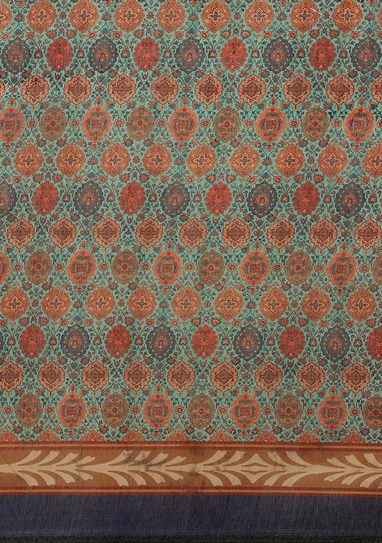 Multicolor Kalamkari Print Cotton Saree Set