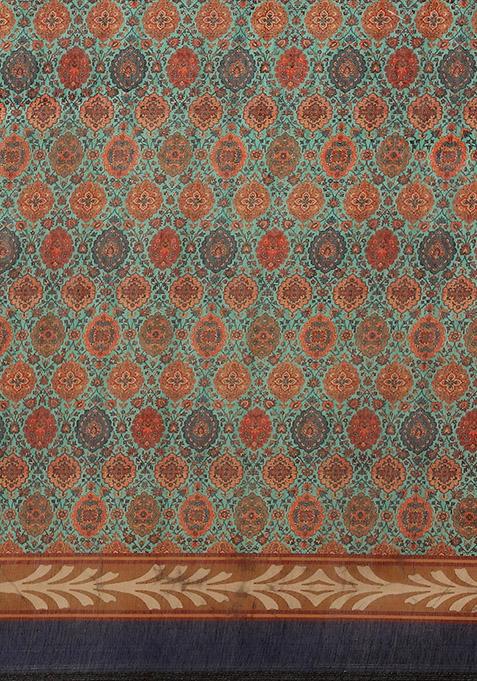 Multicolor Kalamkari Print Cotton Saree Set