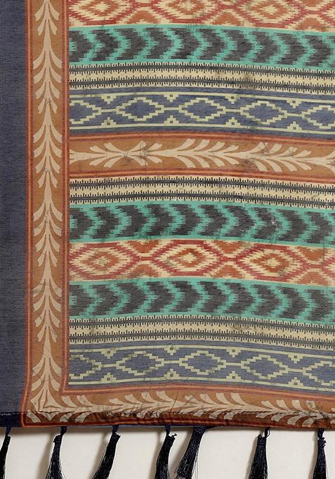 Multicolor Kalamkari Print Cotton Saree Set