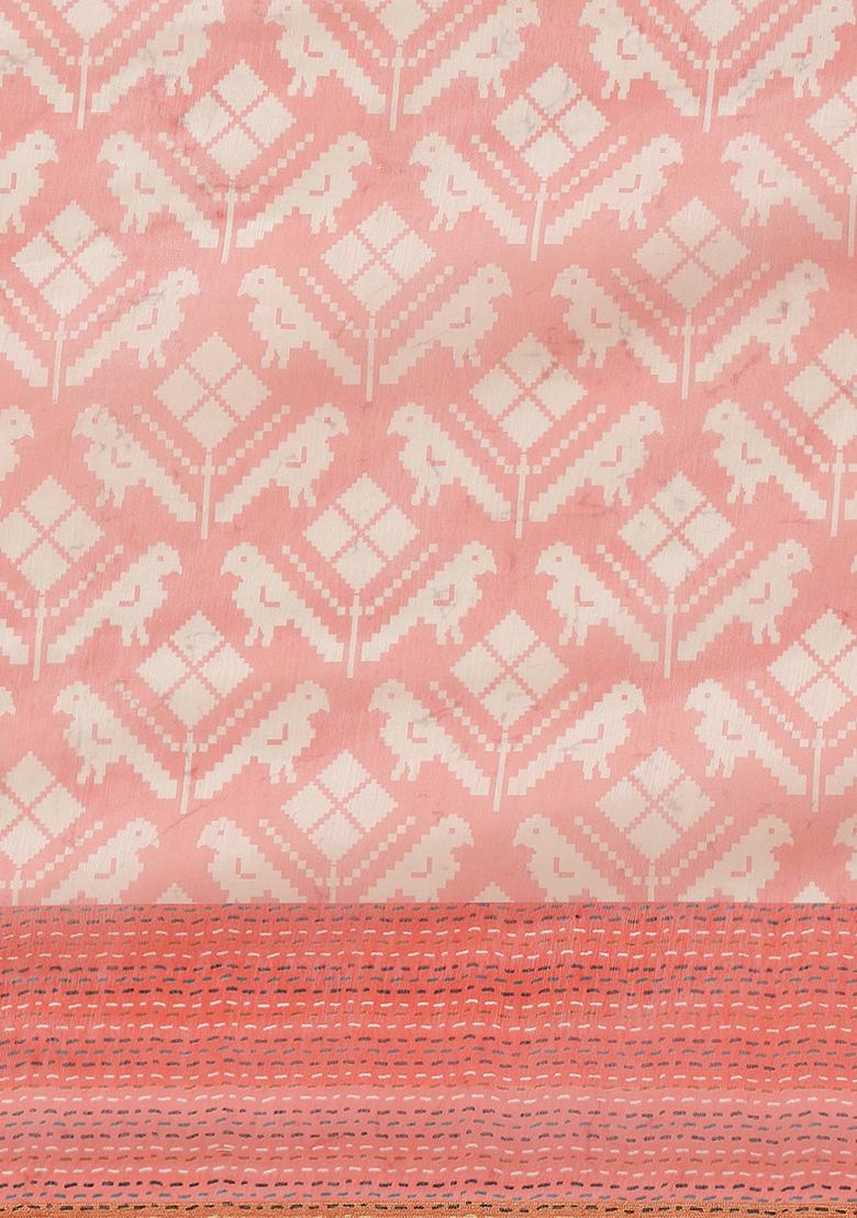 Pink Kalamkari Digital Print Cotton Saree Set