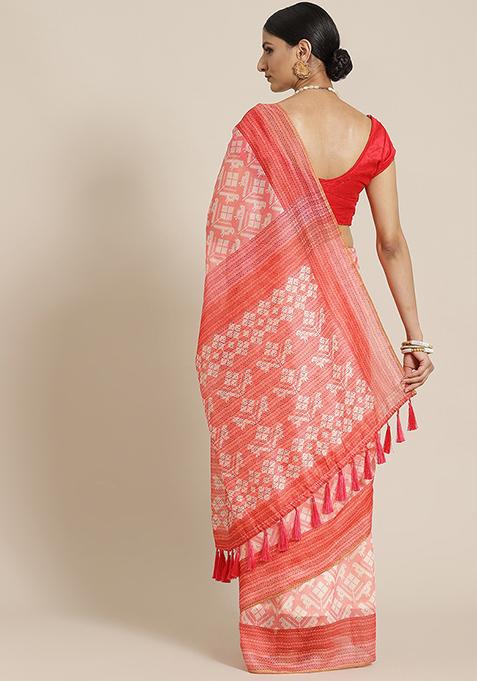 Pink Kalamkari Digital Print Cotton Saree Set