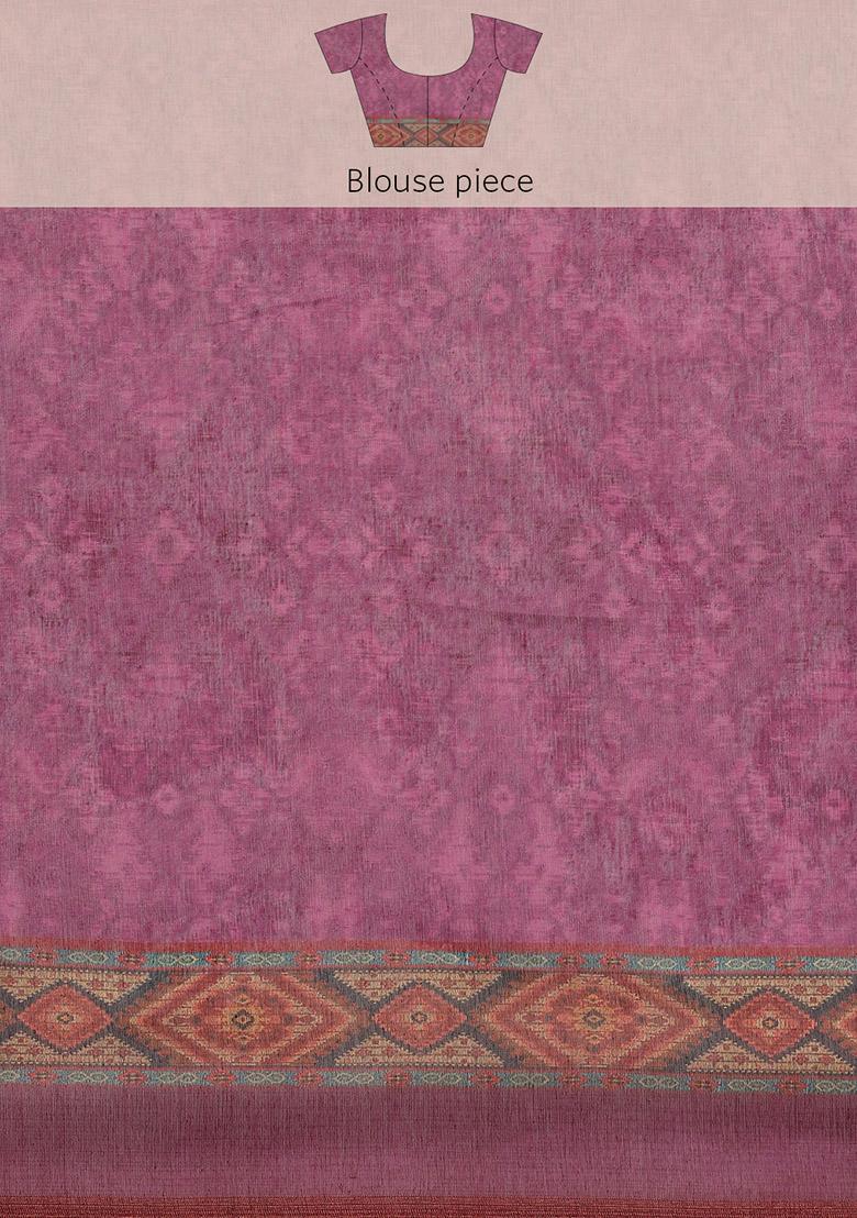 Multicolor Digital Kalamkari Digital Print Cotton Saree Set