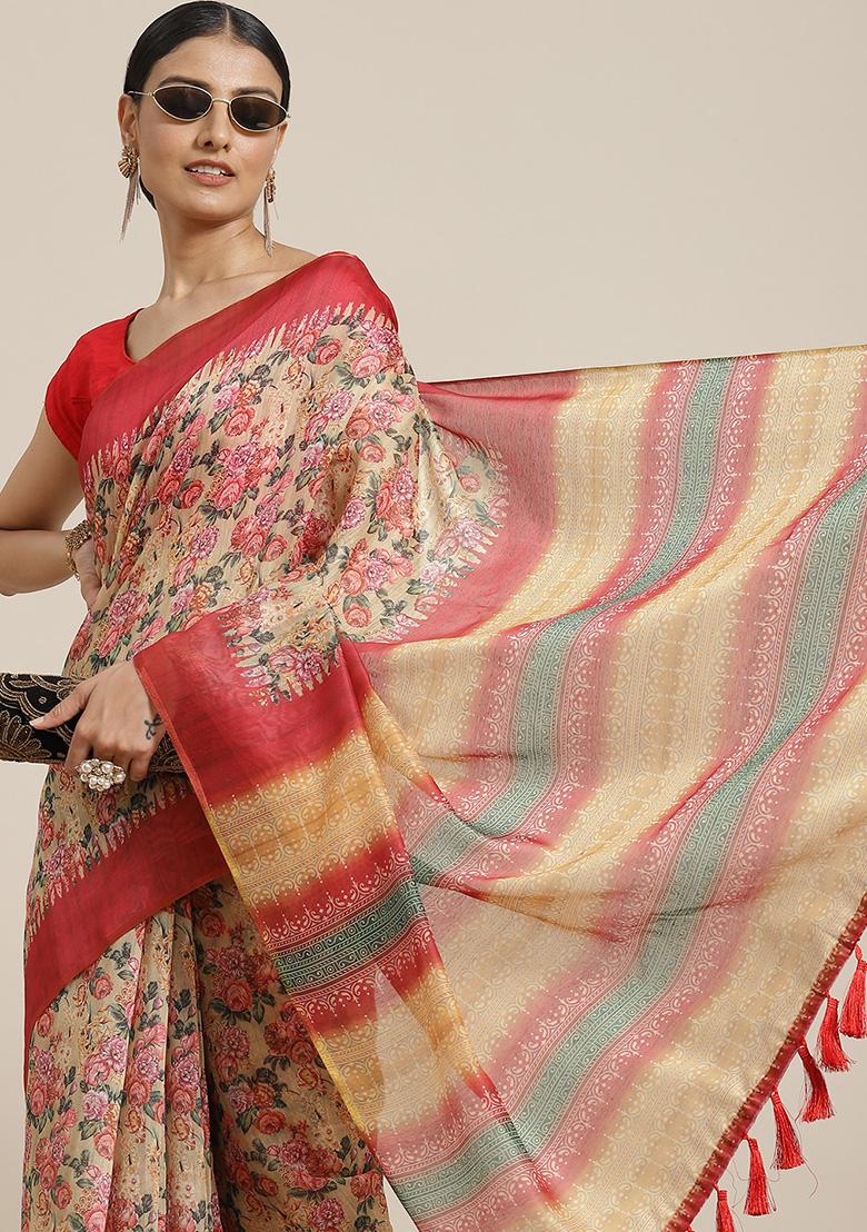 Yellow Kalamkari Digital Print Cotton Saree Set