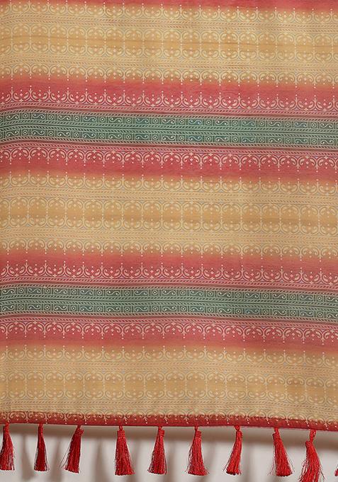 Yellow Kalamkari Digital Print Cotton Saree Set