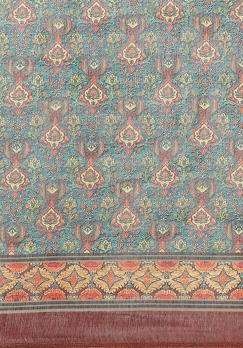 Maroon Kalamkari Digital Print Cotton Saree Set