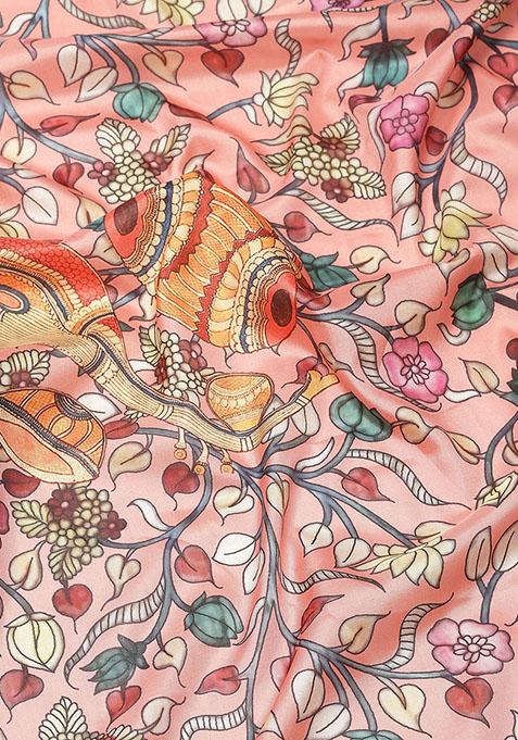 Pink Zari Embroidered Kanjivaram Art Silk Saree Set