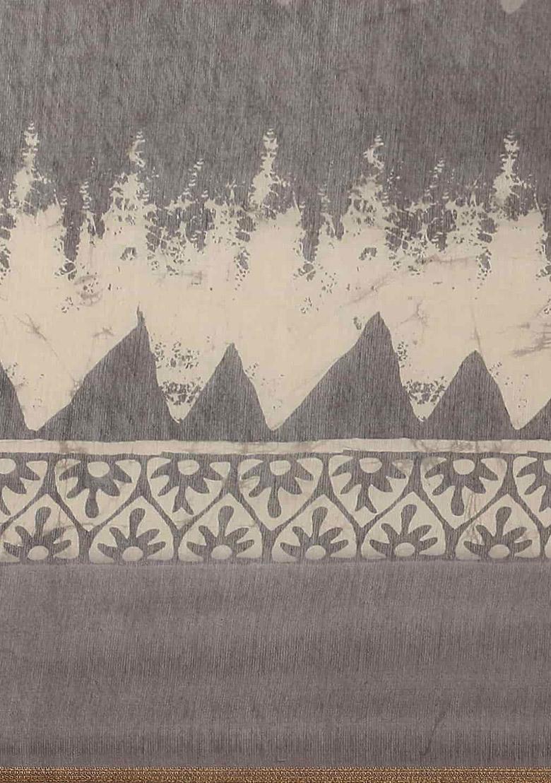 Purple Digital Print Cotton Blend Saree Set