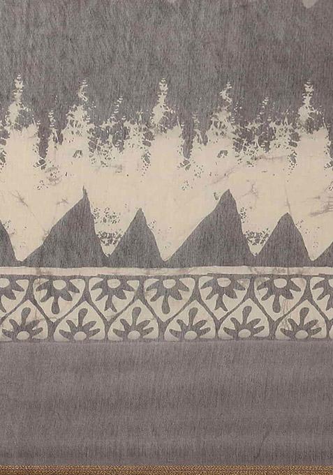 Purple Digital Print Cotton Blend Saree Set