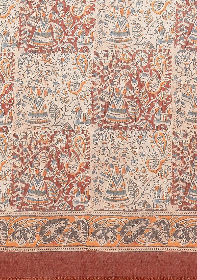 Multicolor Floral Digital Print Pure Cotton Saree Set - Indya