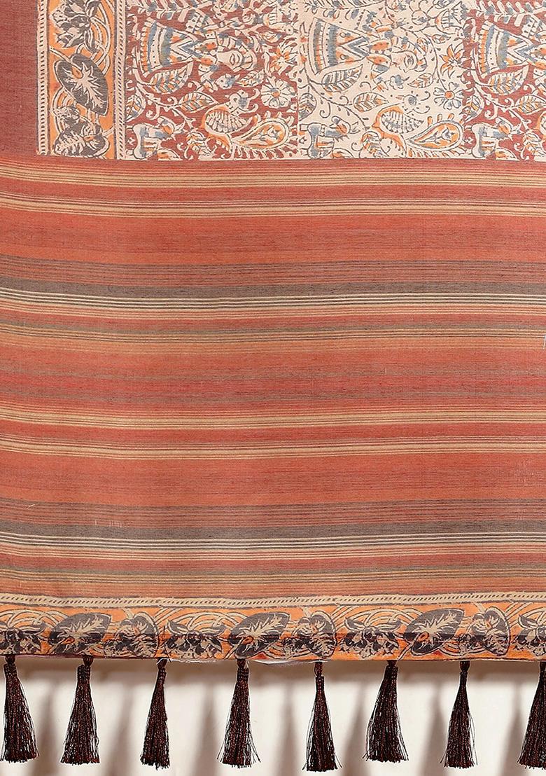 Multicolor Floral Digital Print Pure Cotton Saree Set