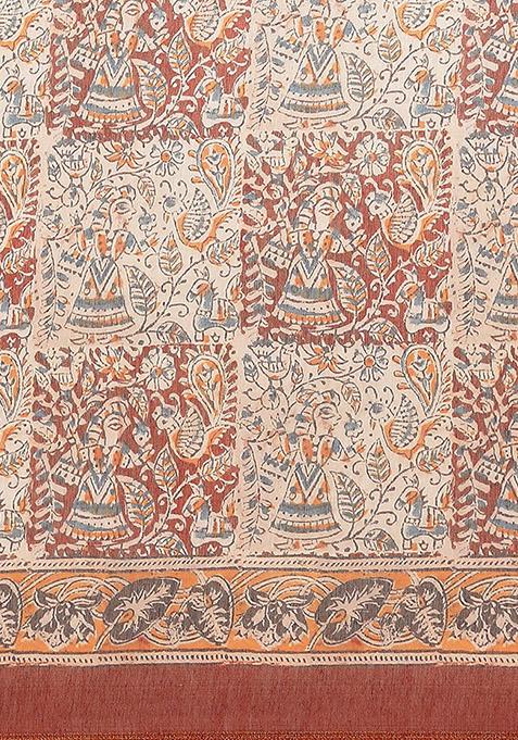 Multicolor Floral Digital Print Pure Cotton Saree Set