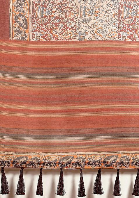 Multicolor Floral Digital Print Pure Cotton Saree Set