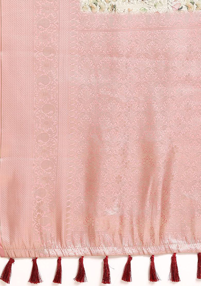 Multicolour Floral Print Kanchipuram Art Silk Saree Set