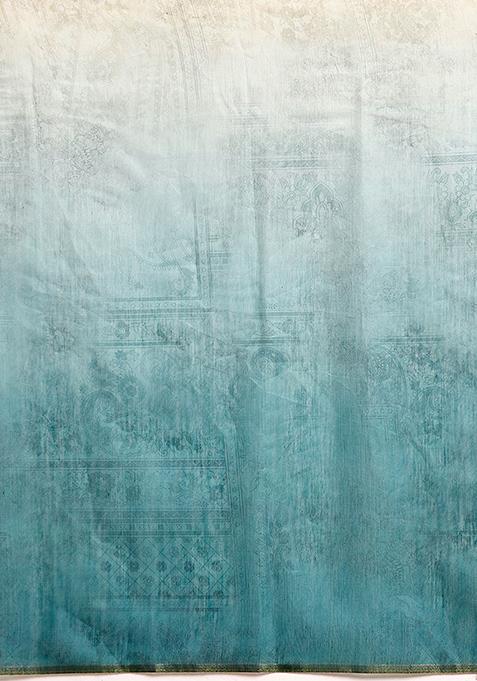 Sea Green Floral Print Organza Saree Set