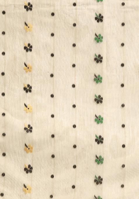 Black Printed Jamdani Cotton Saree Set