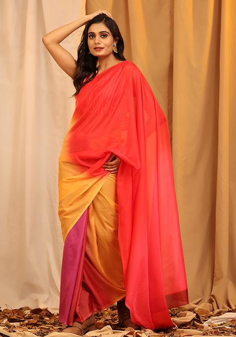 Multicolour Printed Soft Silk Saree Set