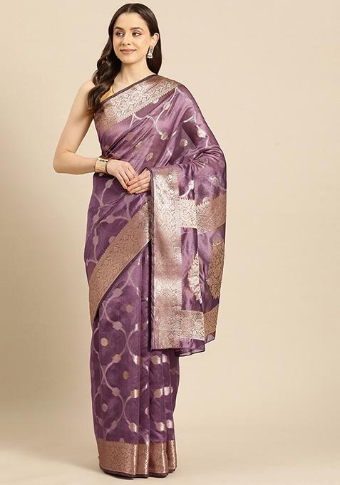 Light Pink Digital Print Organza Silk Saree Set