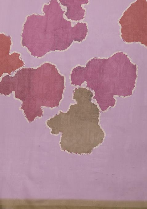 Purple Block Print Soft Silk Saree Set