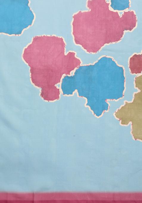 Aqua Block Print Soft Silk Saree Set