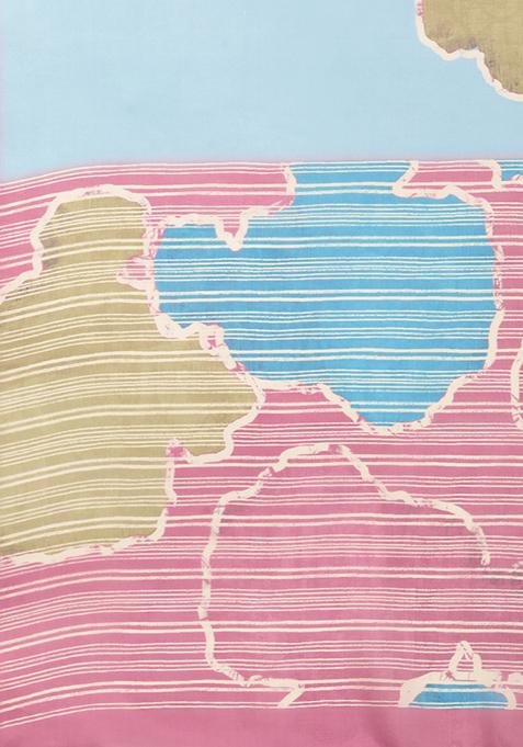 Aqua Block Print Soft Silk Saree Set