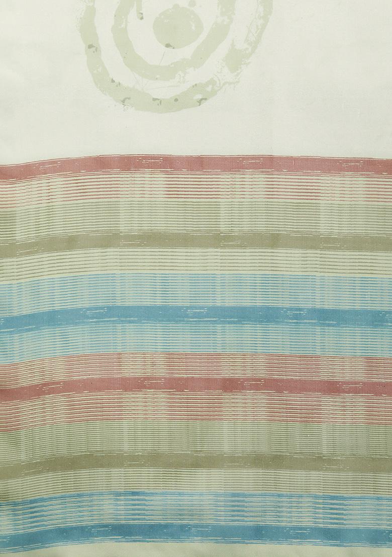 Green Block Print Soft Silk Saree Set