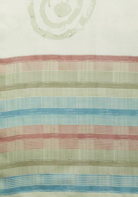 Green Block Print Soft Silk Saree Set