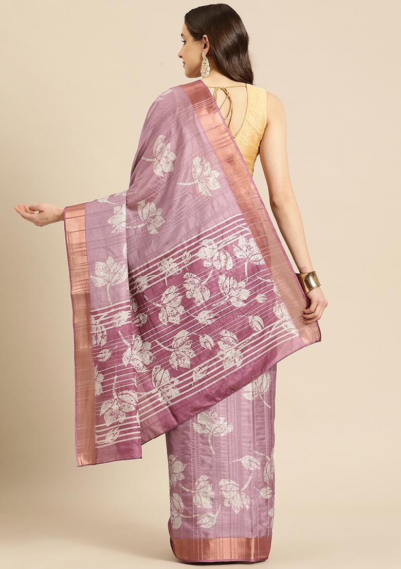 Purple Digital Print Soft Silk Saree Set