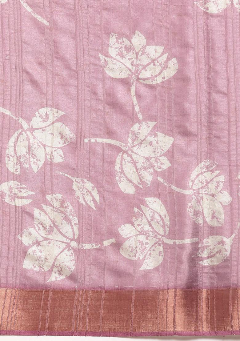 Purple Digital Print Soft Silk Saree Set