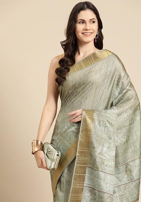 Maroon Floral Digital Print Soft Silk Saree Set