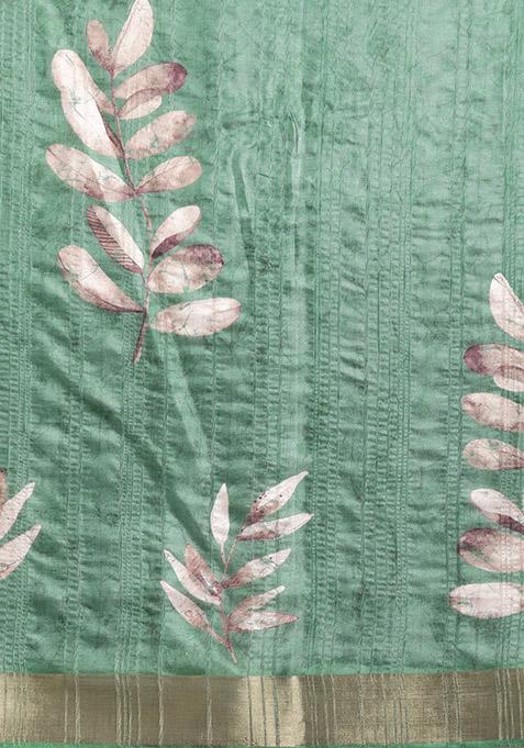 Green Digital Print Soft Silk Saree Set